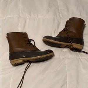 Lace up, combat boots.